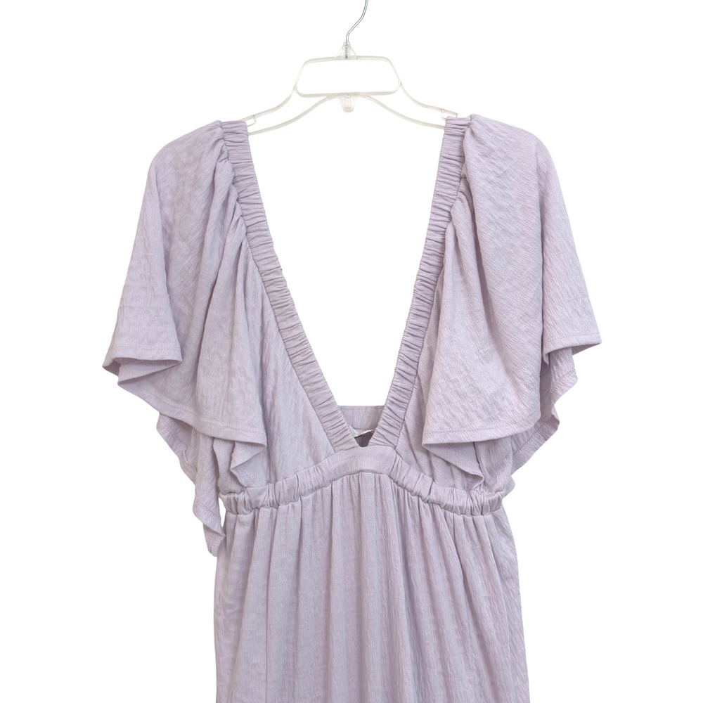 Free People Beach Lala Maxi Dress Lavender  Textured V-Neck Tiered Maxi Dress M - Picture 3 of 8